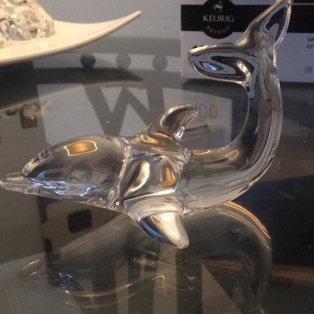 Villeroy &Boch large clear crystal dolphin.Perfect